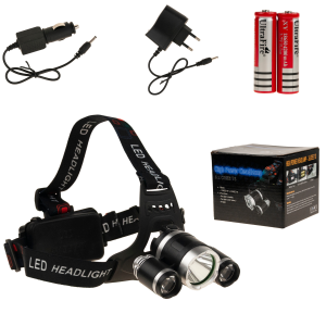 TG63200LATARKA CZOŁOWA 3 x LED T6 CREE CZOŁÓWKA MOCNA 2 ŁADOWARKI I 2 AKUMULATORY