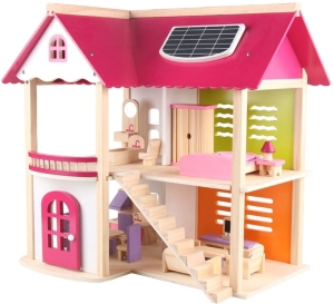 TG50056 DUŻY DREWNIANY DOMEK DLA LALEK MEBLE taras wanna