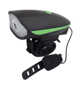EOT023 LAMPKA LED ROWEROWA NA PRZÓD Z DZWONKIEM 2w1 mocna ALFARD