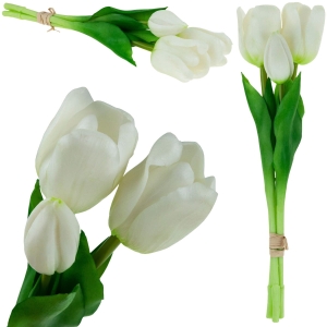 CV17690-2 TULIPANY TULIPAN BUKIETGUMOWANE 3SZT JAK ŻYWE BIAŁE