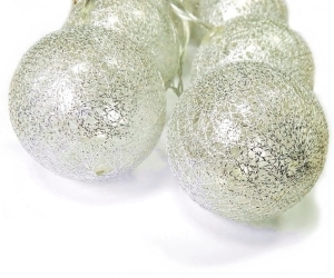 SW61S SREBRNA GIRLANDA ŚWIĄTECZNA KULE ŚWIECĄCE COTTON BALLS