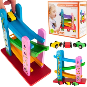 TOR SAMOCHODOWY ZJEŻDŻALNIA DREWNIANY 3 AUTKA TG67015