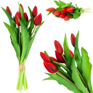 CV18674-11 TULIPAN GUMOWANY BUKIET X7 CZERWONE JAK ŻYWE