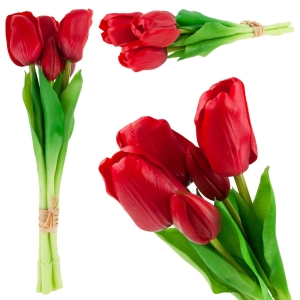 CV17692-7 TULIPANY TULIPAN BUKIET GUMOWANE 5SZT JAK ŻYWE