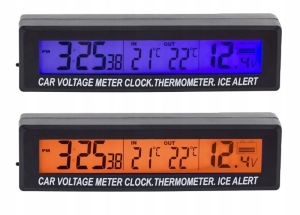 TERMOMETR SAMOCHODOWY ZEGAREK WOLTOMIERZ 3W1
