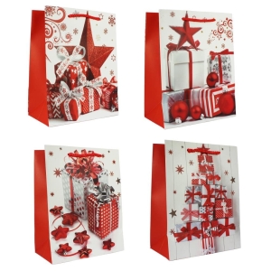 BAG8607 TOREBKA OKAZYJNA BOZONARODZENIOWA BIAŁO-CZERW 44X31X12