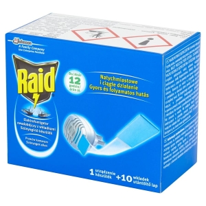 Wtyczka na komary RAID + 10 wkładek x 12h owadobójcza