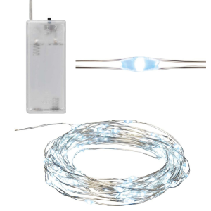 TG66254-1 LAMPKI CHOINKOWE Na DRUCIKU 40 LED MIKRO GIRLANDA ZIMNY BIAŁY ŚWIATEŁKA AA