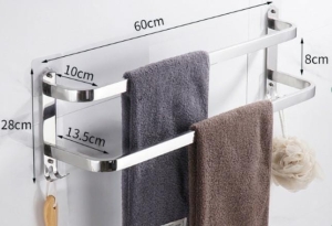 AG988B WIESZAK ŚCIENNY 60CM SREBRNY