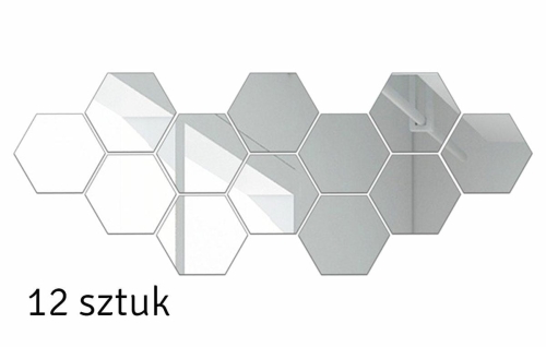 AG543D NAKLEJKI LUSTRO SZEŚCIOKĄTY 12SZT