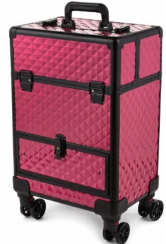 CA19D KUFER NA KÓŁKACH 3w1 61x36x25 CZARNO-RÓŻOWY