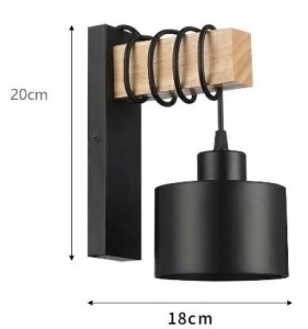 ZD192 LAMPA ŚCIENNA DREWNO CZARNA