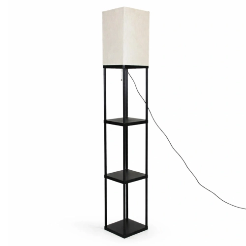 ZD178 STOJĄCA LAMPA PODŁOGOWA Z PÓŁKAMI CZARNA E27 160CM
