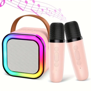 ZS55A ZESTAW KARAOKE BLUETOOTH GŁOŚNIK + 2x MIKROFON RÓŻOWY