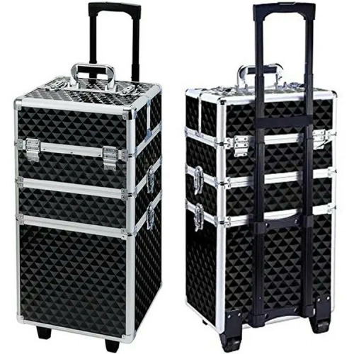 CA19B KUFER NA KÓŁKACH 3w1 61X36X25 BLACK-SILVER