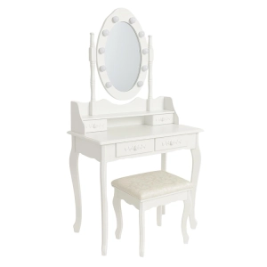 CA35 TOALETKA KOSMETYCZNA LED + TABORET BIAŁY