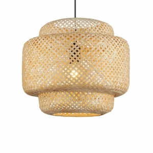 ZD186 LAMPA WISZĄCA BAMBUSOWA BOHO BEŻOWY 40CM