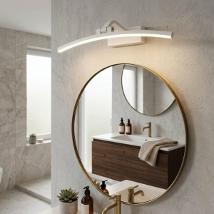 ZD199 LAMPKA ŚCIENNA ŁUK 40CM BIAŁA NEUTRALNA SREBRNA
