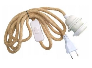 ZD215 KABEL 2M W OPLOCIE JUTOWYM Z WTYCZKĄ I PRZEŁĄCZNIKIEM BIAŁY