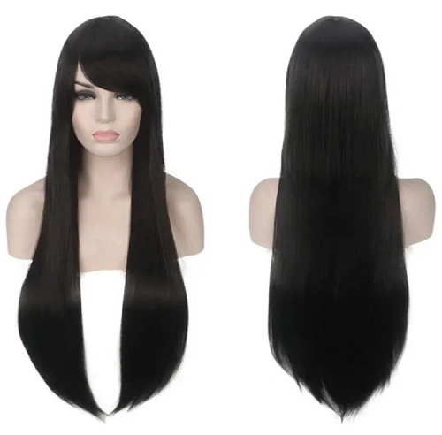 BQ3E PERUKA WŁOSY 80cm CZARNE COSPLAY