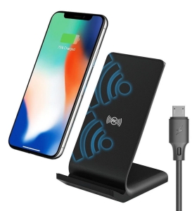 Ładowarka bezprzewodowa Qi mocna 10W stojąca 2 cewki